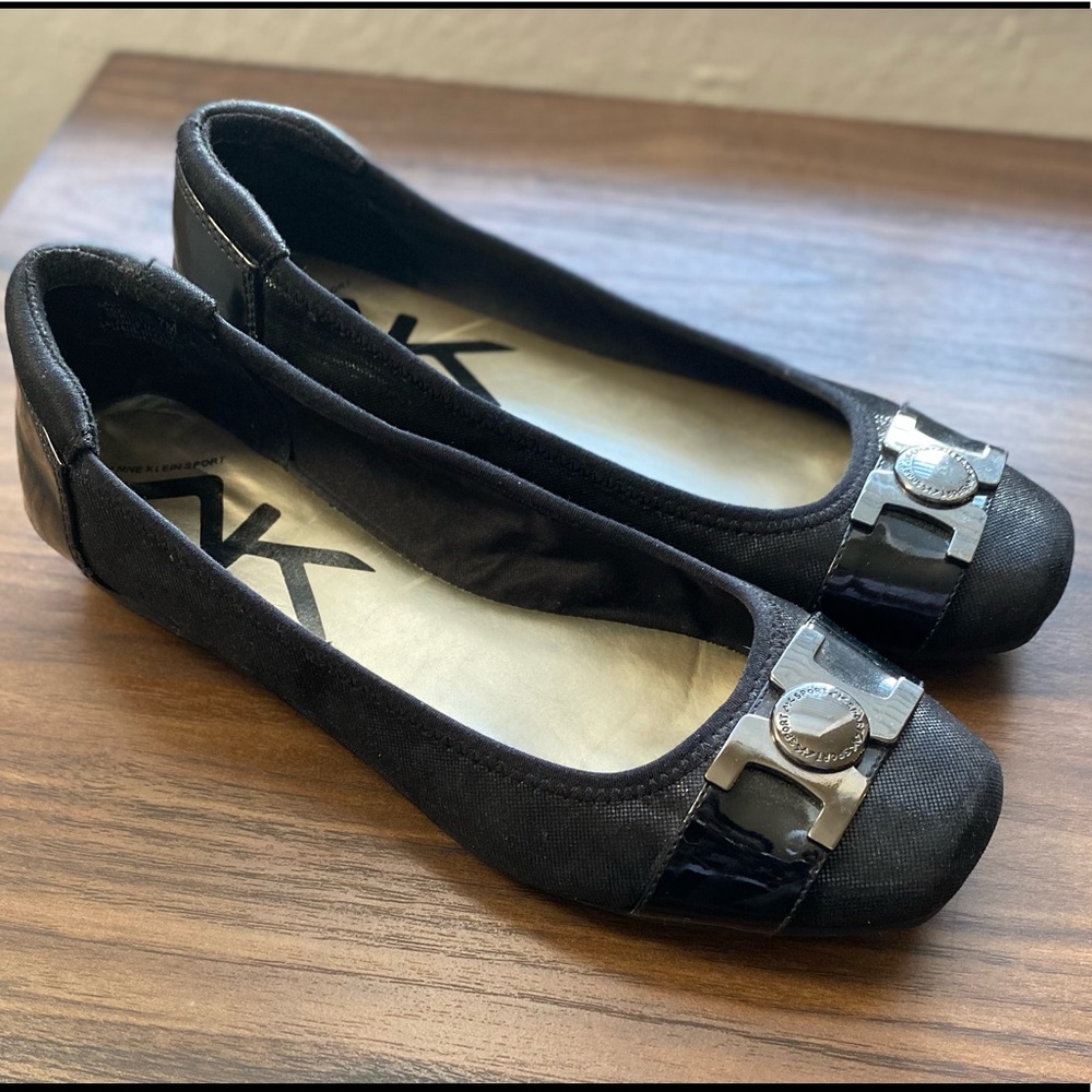 Anne Klein Sport Women Akunalike Ballet Flat Slip On Shoes Black Size 7M